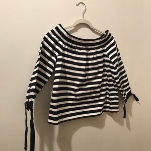 J.Crew Striped long-sleeve off-the-shoulder top